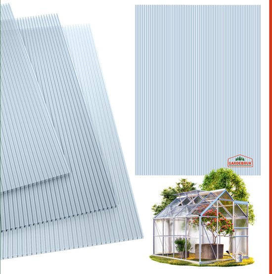 14x Polycarbonat-Platten - UV-beständig 60,5x121cm 10,25m² - Transparent