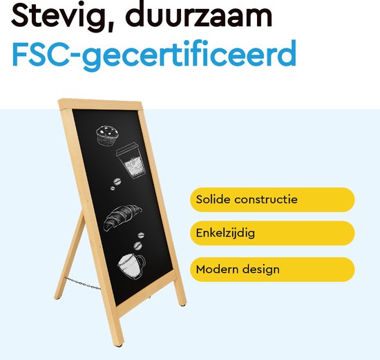 BRASQ Chalkboard Blank - 55x 85 CM - Chalkboard - Werbeschild - Bürgersteigschild - Einseitig - für Innen und Außen - Gastgewerbe