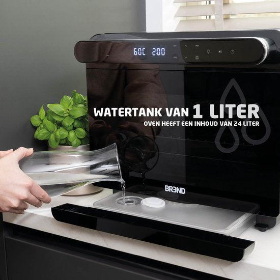 BREND Freistehender XXL Airfryer-Dampfbackofen-Kombi - Digitalanzeige mit Touch - Selbstreinigung - Timer - Rotisserie - Mit Zubehör - 24 Liter