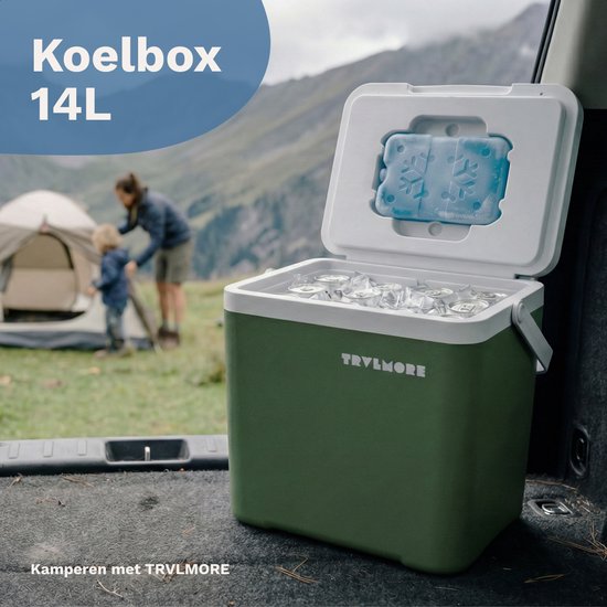 TRVLMORE Cool Box 14L - Kühlbox - Inklusive Kühlelement - Kühlbox Klein - Grün