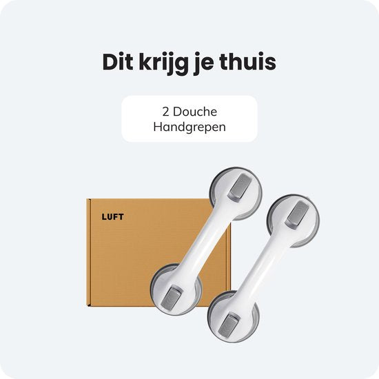 Duschgriff mit Saugnapf - 2 Stück - Geeignet für Dusche und Toilette - Feuchtigkeitsresistent - Griff mit Saugnäpfen - Für klein und groß - Extra sicheres & starkes Modell - 30cm Luft