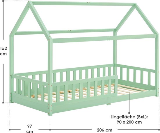 Kinderbett Marli - 90 x 200 cm - Mint