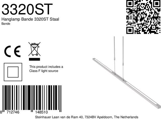 Steinhauer - Pendelleuchte - Bande - Stahl - Acrylmetall - Designleuchte - LED - 3320ST