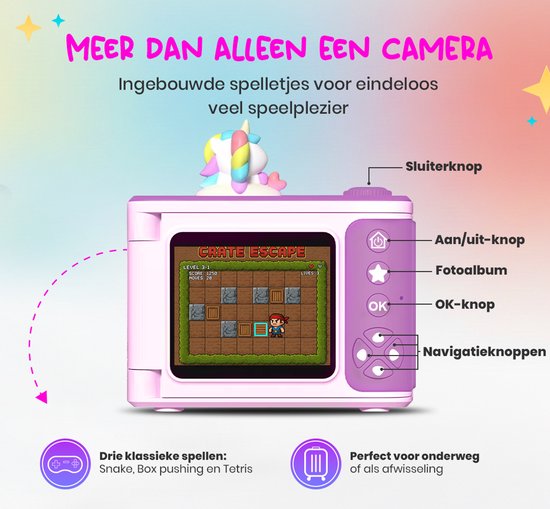 K&L Digitale Kinderkamera Kinder 32GB - Kinder Vlog Kamera - Kinderkameras Digital - Fotokamera Kinder - Kinderkamera