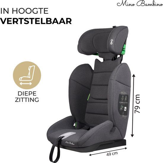Mino Bambino i-Size Autositz - Autositz - Gruppe 1/2/3 (76-150 cm) - Grau