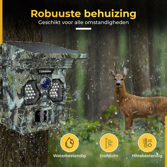ODESSEY WildCamera mit Solarpanel - 4K - 48MP - 64GB SD - mit Nachtsicht - für draußen - Infrarot
