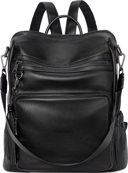 Glennoo Rucksack - Damen - Wasserdicht - Klein - Anti-Diebstahl-Fach - Rücken, Schulter, Handtasche in einem - Weiches PU-Leder