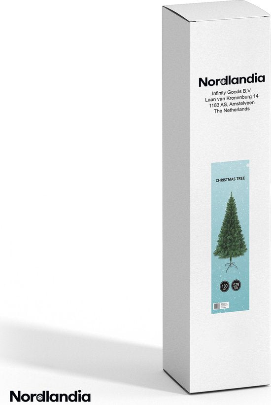 Nordlandia Künstlicher Weihnachtsbaum - 180 cm - Realistischer Weihnachtsbaum aus Kunststoff - Metallständer - Ohne Lichter - Grün