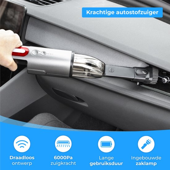 Nuvance - Auto-Staubsauger - 6000Pa - Kabelloser Handstaubsauger - USB Wiederaufladbar - Handstaubsauger - Auto Handstaubsauger - Krümelsauger - Krümelsauger