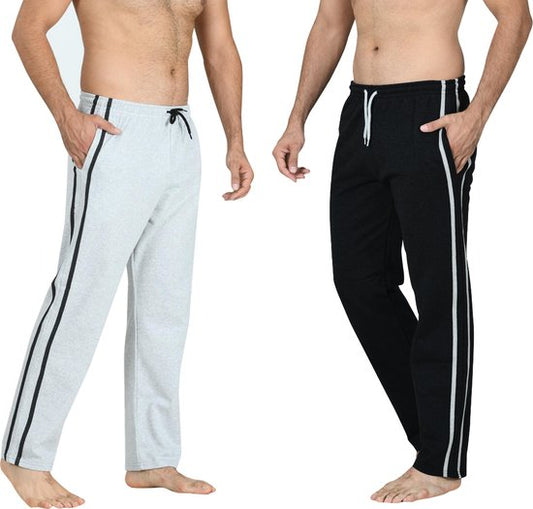Pierre Calvini - Herren Jogginghose - 2er Pack - Schwarz Grau - M - Herren Schlafanzug - Herren Jogginghose mit geradem Bein - Herren Trainingshose - Herren Hausanzug