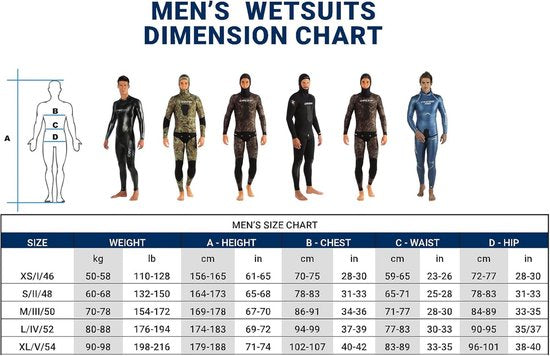 Cressi Free Man Wetsuit 3.5mm - Größe XS - Neoprenanzug für Freitaucher, glattes Neopren - für Männer