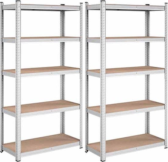 2x Profeco Heavy Duty Lagerregal 180x90 cm - Edelstahlregal - 10 Fachböden - Kapazität 175 kg pro Fachboden - Lagerschrank Garage & Schuppen