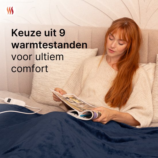 Seranova Electric Blanket XXL - 180x160 cm - 2 Personen Decke - Wärmedecke - Doppelseitig - Fleece Sherpa - Blau