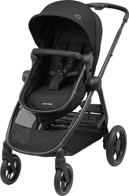 Maxi-Cosi Zelia³ Kinderwagen - Essential Black (schwarzer Rahmen + schwarzes Leder)