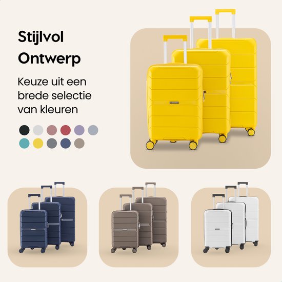 SKYCASES Urban Adventurer - Mittlerer Reisekoffer - Zahlenschloss - 44x27x66cm - 78L - Reisekoffer mit Kofferschloss - Spinner-Räder - Gelb