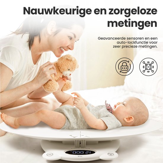 Babywaage - mit Wiegeplattform - Digitalwaage - mit Tara-Funktion und App - 50g bis 200KG - Weiß - von Faas