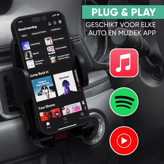 Serve 2in1 Bluetooth FM Transmitter & Telefonhalterung Auto - Car Kit für Musik - Telefonhalterungen Autozubehör - Lüftungshalterung