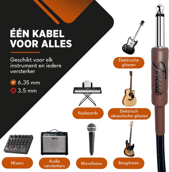 Finesse Gitarrenkabel PRO - 300 cm - Klinke 6,35mm - Audiokabel - Instrumentenkabel - Gitarrenkabel