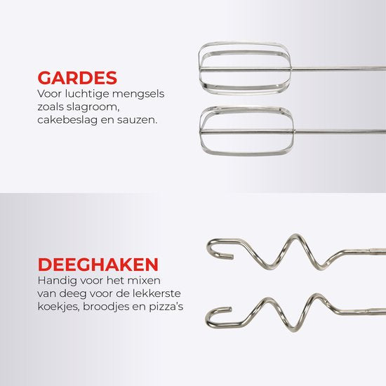 Bourgini Retro-Handmixer – 5 Geschwindigkeitsstufen und Turbo-Funktion – Teighaken und Rührbesen aus Edelstahl – Schwarz
