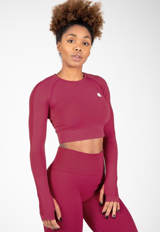 Gorilla Wear Hilton Nahtlose gekröpfte lange Ärmel - Fuchsia - XS/S
