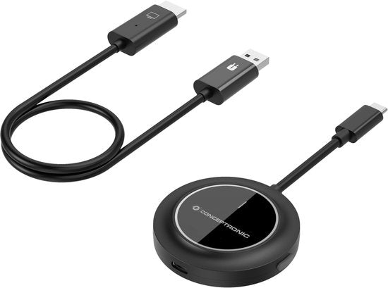 Conceptronic ATHERIC01B – Drahtloser Bildschirmadapter – Drahtloses USB-C-zu-HDMI-Bildschirm-Set 1080p – HDMI/USB – Full-HD-Dongle