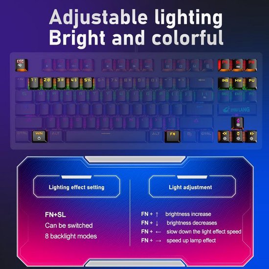 K2 RGB mechanische Gaming-Tastatur - Für Windows/Mac - 365 x 141 x 4 mm - Blauer Schalter