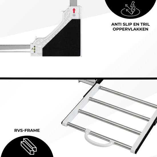 Vonia Spacer Waschtrockner - Stapelset Waschtrockner - Universal - Verstellbar - Ausziehbarer Handtuchhalter - Weiß