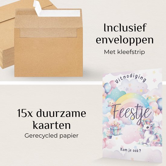 Systemyze 15x Einladung Kinder Party Mädchen - Geburtstag Einladungskarten - Einhorn Thema - A6 Format