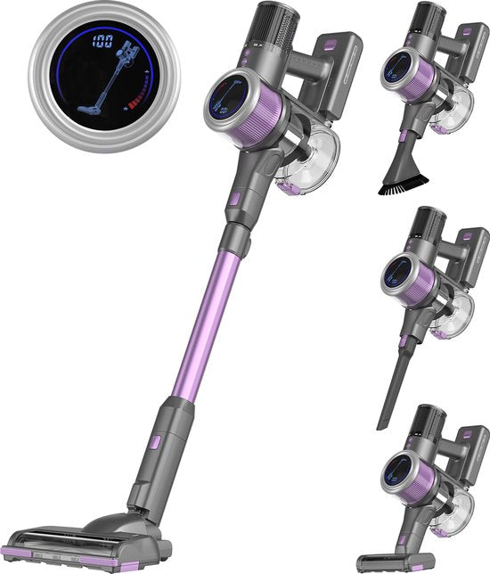 Auronic Stick Staubsauger - Kabellos - Standstaubsauger - Ohne Beutel - 350W - Staubsauger - Grau/Lila