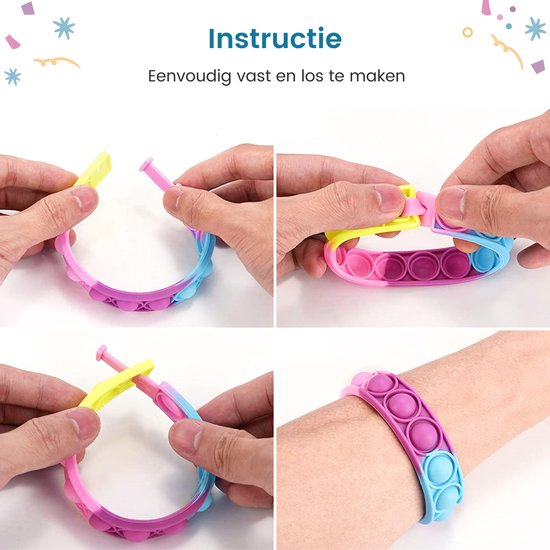 Partizzle 24x Fidget Toys Pop It Armbänder Kit - Armbänder Handout Geschenke - Graduation Treat Geschenke - Für Kinder & Kleinkinder