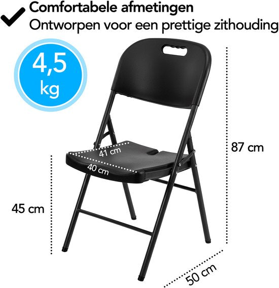 Brixy Klappstühle - 4er-Set - Klappstuhl-Set - Heavy Duty - Wetterfest - Klappstühle - 47 x 54 x 87 CM - Schwarz