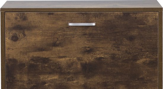 Schuhschrank - Schuhregal - 3 Fächer mit Klapptüren - dunkelbraun nussbaumfarben