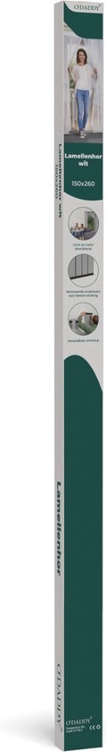 O'DADDY® Fliegengitter Lamellenvorhang - 150x260 cm - Türvorhang - Türtür - Verstellbares Design - Fiberglas - Türgitter Weiß