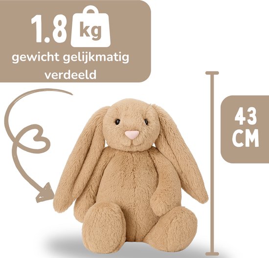 Beschwertes Plüschtier 2Kg - beschwertes Plüschtier - Coco Rabbit - beschwertes Plüschtier - sensorisches Spielzeug - für Kinder und Erwachsene - braun - mit Canvas Aufbewahrungstasche
