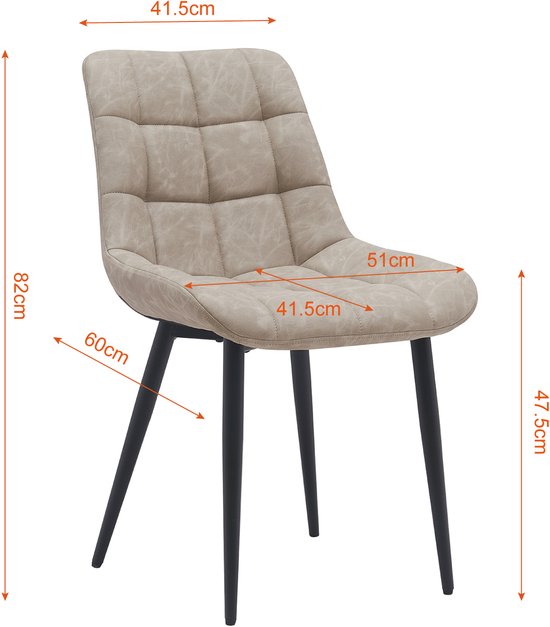 VVD Esszimmerstuhl - beige - schwarz - Metallgestell - industriell - 2er Set