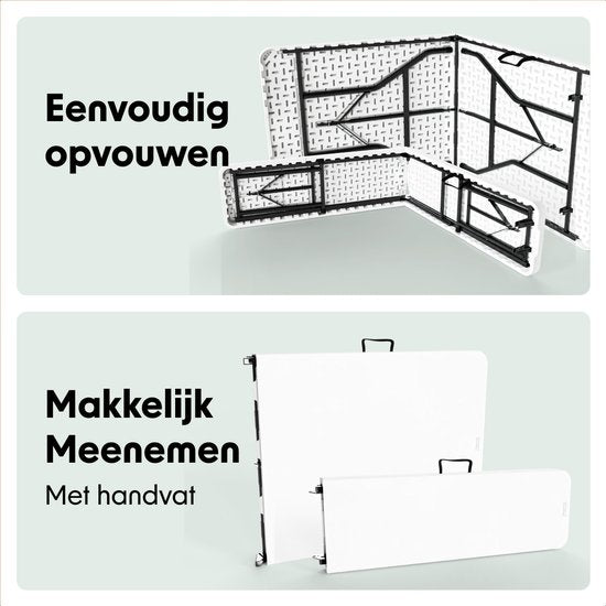 LifeGoods Faltbares Picknick-Set - 180cm x 74cm - Gartentisch mit 2 Bänken - Wetterfest - Campingtisch - Biertisch faltbar - Für Innen und Außen - Für 6 bis 8 Personen - Weiß