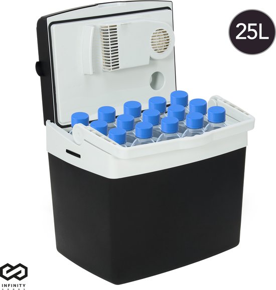 Infinity Goods Elektrische Kühlbox - 25L - Kühlbox - 12V und 230V - Kühlbox - Kühlen und Heizen - Schwarz