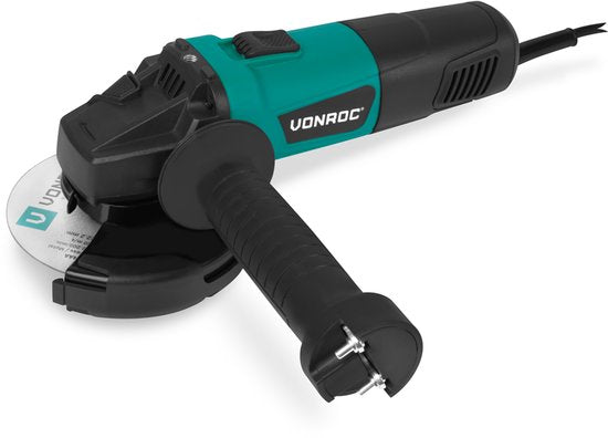 VONROC Winkelschleifer 900W - Ø125mm - 11.000 U/min - inkl. Seitengriff für Links- und Rechtshänder - 3 Meter Kabel - exkl. Schleifscheibe