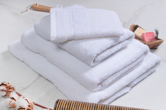 DoubleDry Hotelwaschlappen 16 x 21 cm - 6er Set - 100% Baumwolle 500 g/m2 - Weich und saugfähig - Weiß