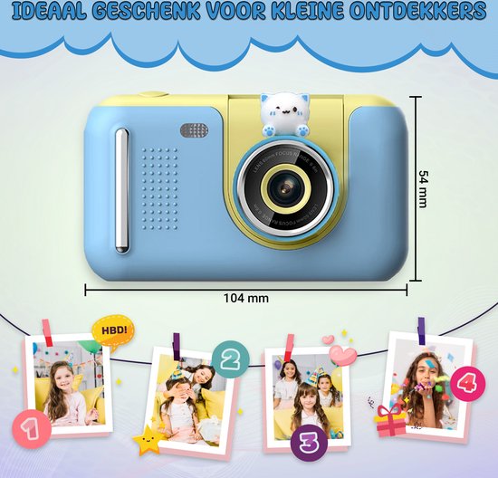 K&L Digitale Kinderkamera Kinder - Kinder Vlog Kamera - Kinderkameras Digital - Kameras Kinder - Kinderkamera - Blau