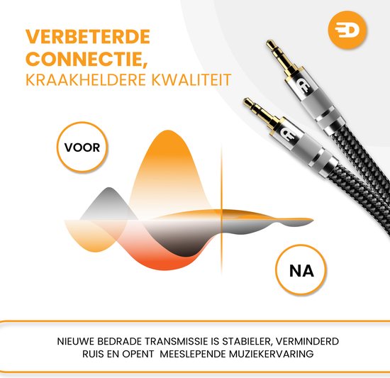 Premium AUX-Kabel 3,5 mm - Nylon-Audiokabel - vergoldet - Stecker auf Stecker - Silber - 3 Meter