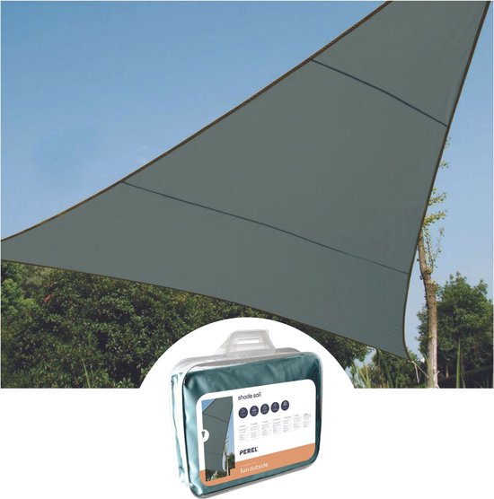 Perel Schattentuch, wasserabweisend, 3,6 x 3,6 x 3,6 m, 160 g/m², Polyester, Dreieck, grün-grau