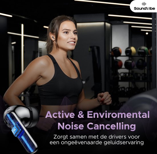 SoundVibe® - Kabellose Ohrhörer mit Geräuschunterdrückung - Schwarz - Bluetooth-Ohrhörer - Kopfhörer mit Geräuschunterdrückung - LX-10 Earpods mit Bildschirm - Funktioniert mit Apple und Android - Earpods USB C - Kabellose Ohrhörer - Drahtlose Ohrhörer