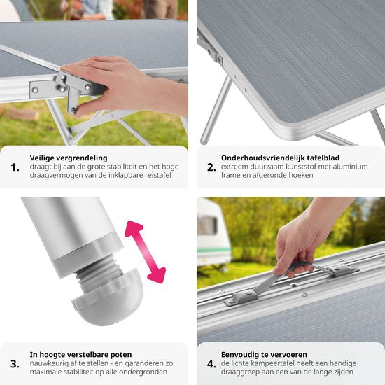 tectakeÂ® - Campingtisch Campingtisch Jumbo klappbar - Aluminiumgestell - 180 x 70 x 70,5 cm