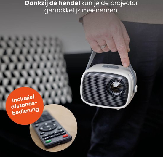 QLT TV-Projektor - Mini-Beamer mit LED-Lichtquelle - Auflösung 800 x 480 Pixel - 16:9 - Projektionsabstand 1 bis 4 Meter - mit Fernbedienung - Weiß