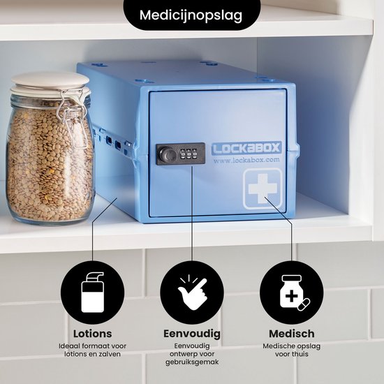 Lockabox One™ Aufbewahrungsbox mit Zahlenschloss - Abschließbarer Medizinschrank - Polycarbonat-Tresor - kühlschrank- und gefrierschrankgeeignet - 10,5 Liter - 31 x 21 x 17 cm