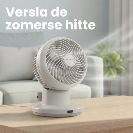 Auronic Tischventilator – Mini-Ventilator – Mit Fernbedienung und Timer – Automatische Schwenkfunktion 85° – 9 Meter Luftstrom – Weiß