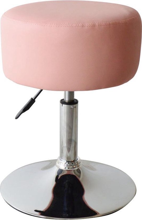 VDD Hocker - Retro Vintage - Industrial - Schminktisch - Hocker Stuhl - Verstellbare Höhe bis zu 65 cm - Pink