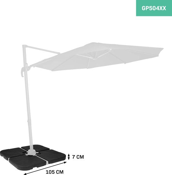 VONROC Sonnenschirmkacheln Bardolino - Befüllbare Sonnenschirmkacheln - 50x50cm - Fassungsvermögen 25L - 4 Stück für schwimmenden Sonnenschirm