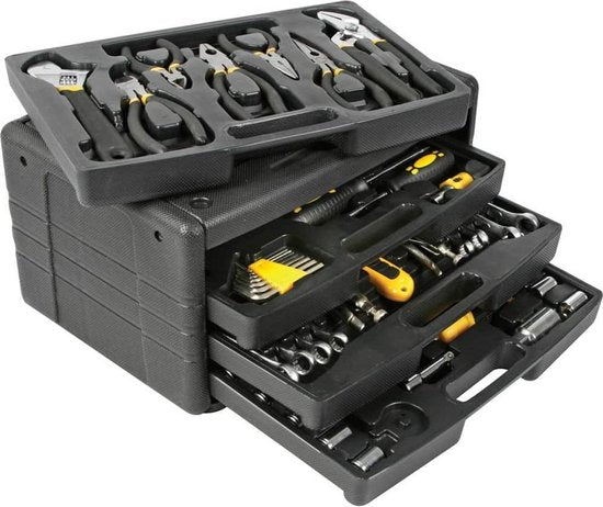 Toolland Gefüllter Werkzeugkoffer, 99-teilig, inklusive Inhalt, mit 4 herausnehmbaren Einlagen